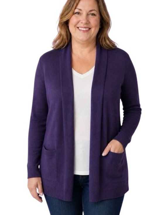 Karen Scott Sweaters - NWT! Karen Scott Purple Women's Sweater cardigan with pockets, size 1X